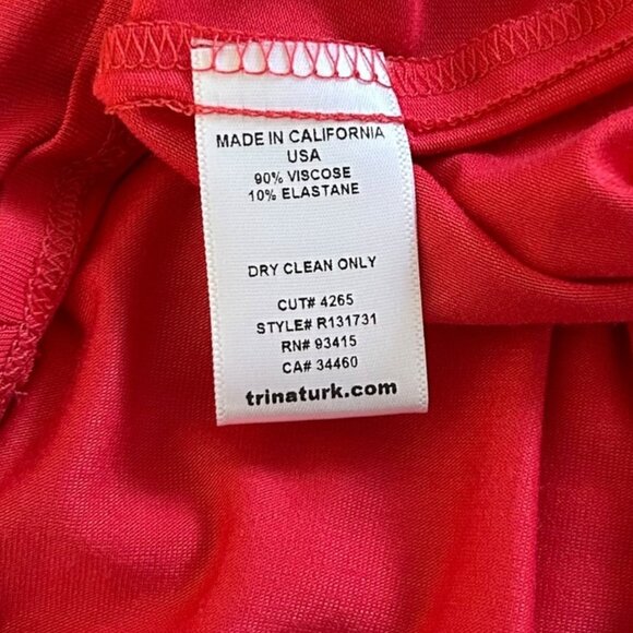 Trina Turk Red Sleeveless Jersey Short Dress w/ Tie Draped Scoop Neck Sz P - Picture 8 of 9
